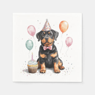 Serviette En Papier Joyeux Anniversaire Chien Rottweiler