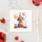 Serviette En Papier Joyeux Anniversaire Chien Teckel (En situation)