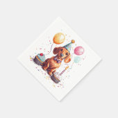 Serviette En Papier Joyeux Anniversaire Chien Teckel (Coin)