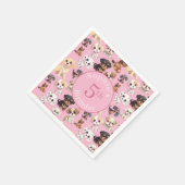 Serviette En Papier Joyeux Anniversaire Chien Toutou Rose (Coin)