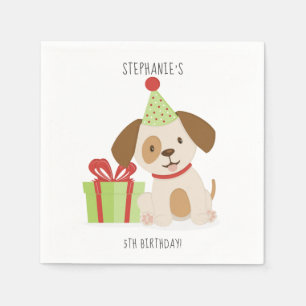 Serviette En Papier Joyeux Anniversaire Chiot Mignon