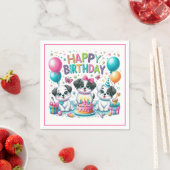 Serviette En Papier Joyeux Anniversaire Chiots (En situation)