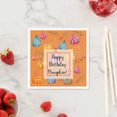 Serviette En Papier Joyeux Anniversaire Citrouille Automne Art Papier  (En situation)