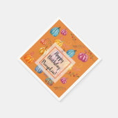 Serviette En Papier Joyeux Anniversaire Citrouille Automne Art Papier  (Coin)