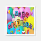 Serviette En Papier Joyeux Anniversaire Cocktails Napkins (Devant)