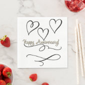 Serviette En Papier Joyeux Anniversaire Cœurs  (En situation)