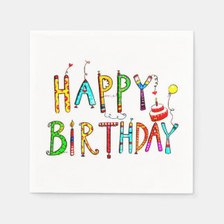 Serviette En Papier joyeux anniversaire coloré acrylique logo d'annive
