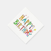 Serviette En Papier joyeux anniversaire coloré acrylique logo d'annive (Coin)