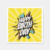 Serviette En Papier Joyeux Anniversaire Comics Rétro ! (Devant)