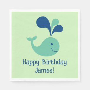 Serviette En Papier Joyeux Anniversaire Conjoint Baleine Party Napkin