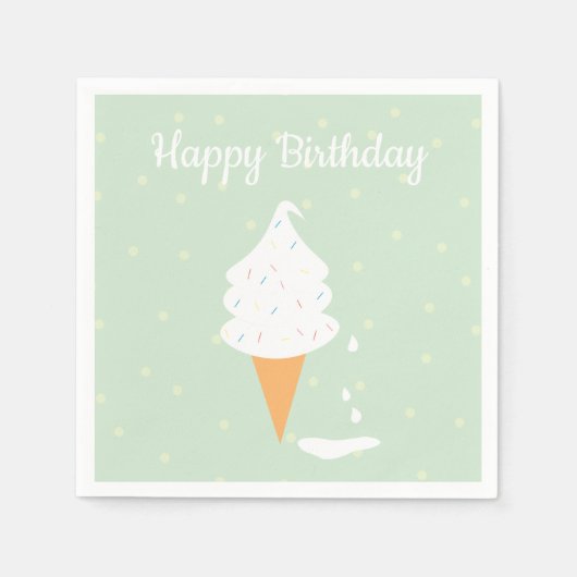 Serviette En Papier Joyeux Anniversaire Crème glacée Cone Saupoudrer P (Devant)