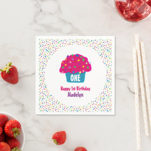 Serviette En Papier Joyeux Anniversaire Cupcake Glaçage Paillettes