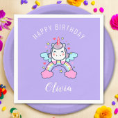 Serviette En Papier Joyeux Anniversaire Custom Text Cute Rainbow Unico
