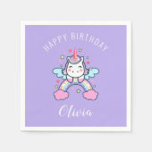Serviette En Papier Joyeux Anniversaire Custom Text Cute Rainbow Unico (Devant)