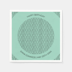Serviette En Papier Joyeux anniversaire Cute Coconut Trees silhouette