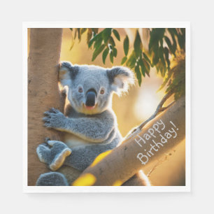 Serviette En Papier Joyeux Anniversaire Cute Koala Bear