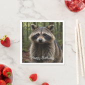 Serviette En Papier Joyeux Anniversaire Cute Raccoon (En situation)
