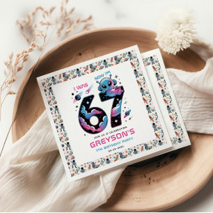 Serviette En Papier Joyeux Anniversaire Cute Space 7 ans Six et Sept