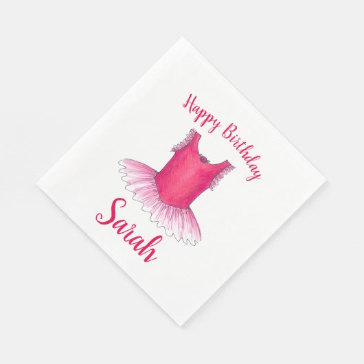 Serviette En Papier Joyeux Anniversaire Danse Ballet Rose Ballerina Tu (Coin)