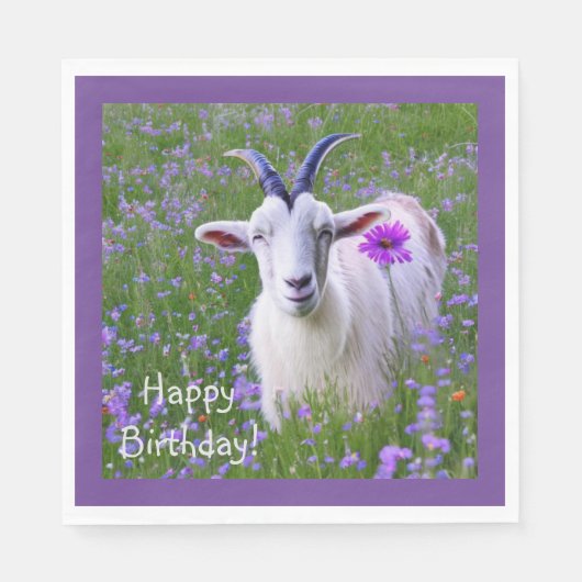 Serviette En Papier Joyeux anniversaire de chèvre (Devant)