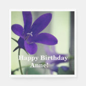 Serviette En Papier Joyeux anniversaire de fleurs violettes (Devant)