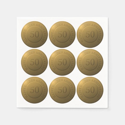 Serviette En Papier Joyeux anniversaire de mariage d'or (Devant)