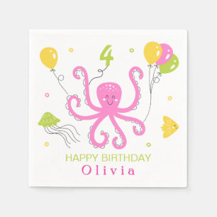 Serviette En Papier Joyeux anniversaire de poulpe