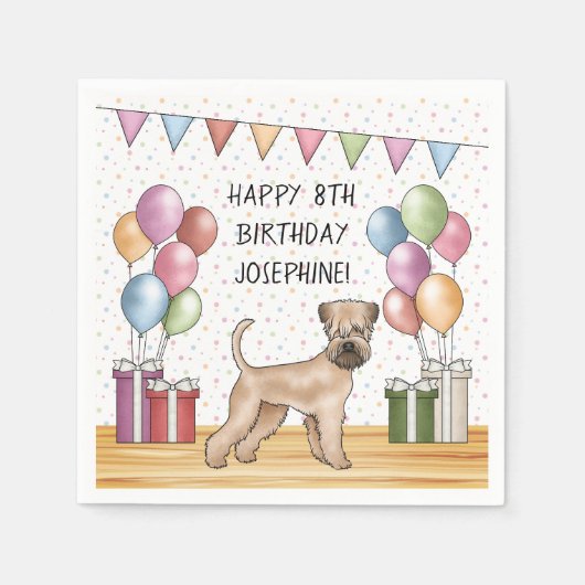 Serviette En Papier Joyeux anniversaire de Terrier Pastel à molle (Devant)