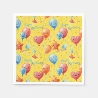 Serviette En Papier Joyeux anniversaire des ballons, par Natasha Us