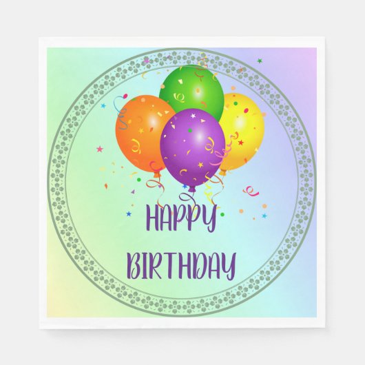 Serviette En Papier Joyeux anniversaire, design populaire, (Devant)