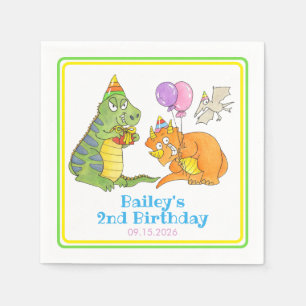 Serviette En Papier Joyeux Anniversaire Dinosaures Dessin Animé Mignon