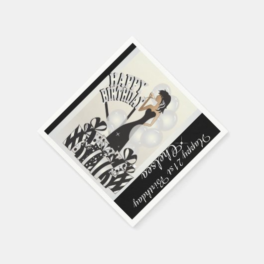 Serviette En Papier Joyeux anniversaire Diva Girl | Nom do-it-yourself (Coin)