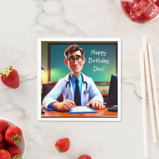 Serviette En Papier Joyeux Anniversaire Doc (En situation)