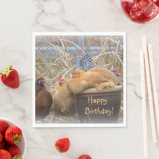 Serviette En Papier Joyeux anniversaire Drôle Poulets (En situation)
