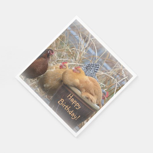 Serviette En Papier Joyeux anniversaire Drôle Poulets (Coin)