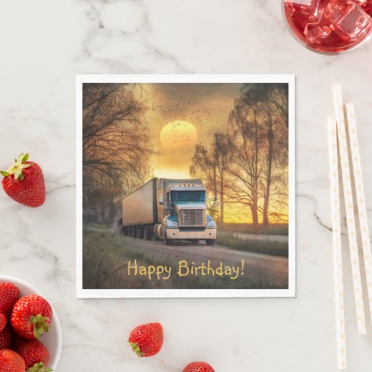 Serviette En Papier Joyeux anniversaire du camionneur (En situation)