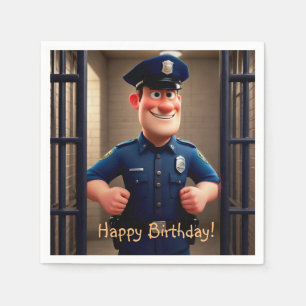 Serviette En Papier Joyeux anniversaire du policier