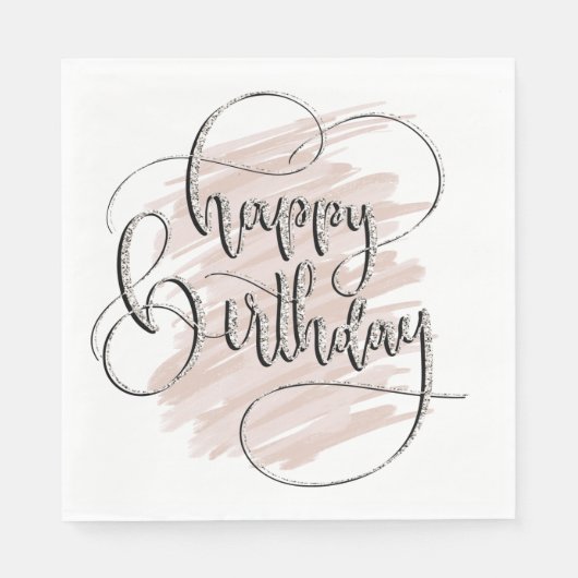 Serviette En Papier Joyeux anniversaire élégant (Devant)