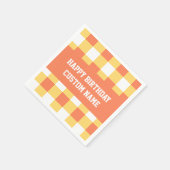 Serviette En Papier Joyeux anniversaire en vichy jaune (Coin)