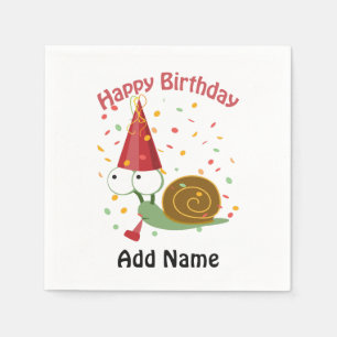 Serviette En Papier Joyeux anniversaire ! Escargot Confetti