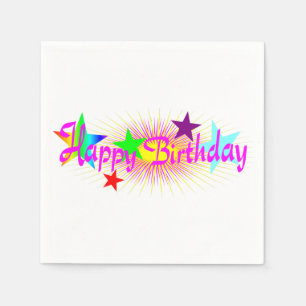 Serviette En Papier Joyeux anniversaire et étoiles -