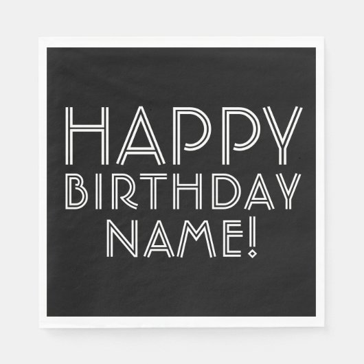 Serviette En Papier Joyeux anniversaire et nom personnalisable (Devant)