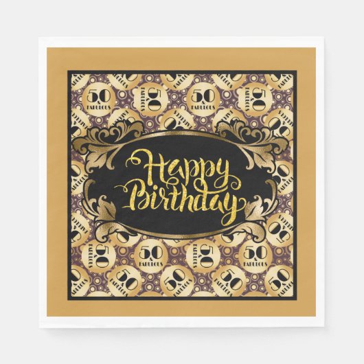 Serviette En Papier Joyeux anniversaire Fabuleux Cinquante (Devant)