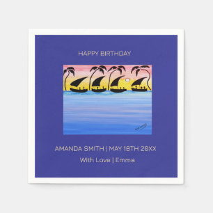 Serviette En Papier Joyeux anniversaire, fantastique Sunset Sailing Ta