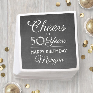 Serviette En Papier Joyeux Anniversaire Fête Tableau Noir & Blanc