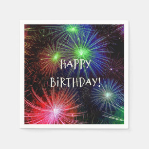 Serviette En Papier Joyeux anniversaire, Feu d'artifice fête
