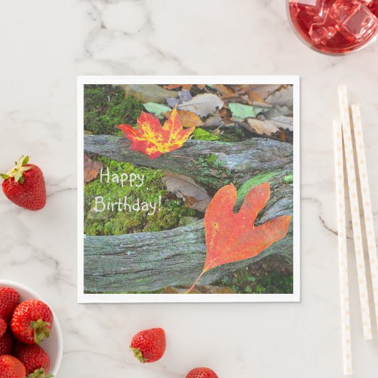 Serviette En Papier Joyeux Anniversaire Feuilles d'automne (En situation)