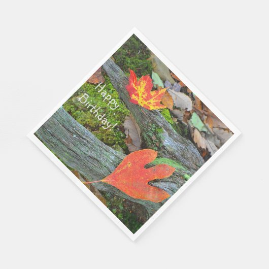 Serviette En Papier Joyeux Anniversaire Feuilles d'automne (Coin)