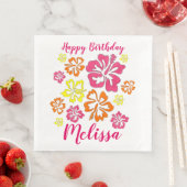 Serviette En Papier Joyeux anniversaire Fleurs d'Hibiscus hawaïens tro (En situation)