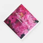 Serviette En Papier Joyeux Anniversaire Fleurs roses Nom personnalisé (Coin)